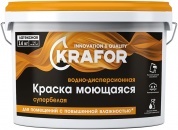 Краска интерьерная латексная моющаяся Krafor, супербелая 1,5кг (6)