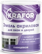 Эмаль акриловая для окон и дверей Krafor, супербелая 1кг (4)