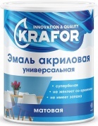 Эмаль акриловая матовая Krafor, супербелая 1кг (4)