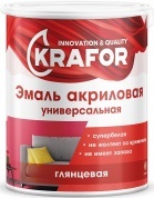 Эмаль акриловая глянцевая Krafor, супербелая 3кг