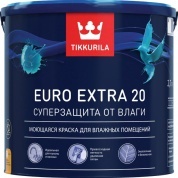 Краска TIKKURILA EURO EXTRA -20 моющаяся для влажных помещений 9л